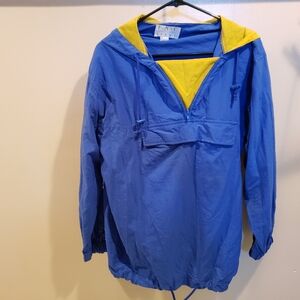 Woman's 100% percent nylon jacket blue and gold